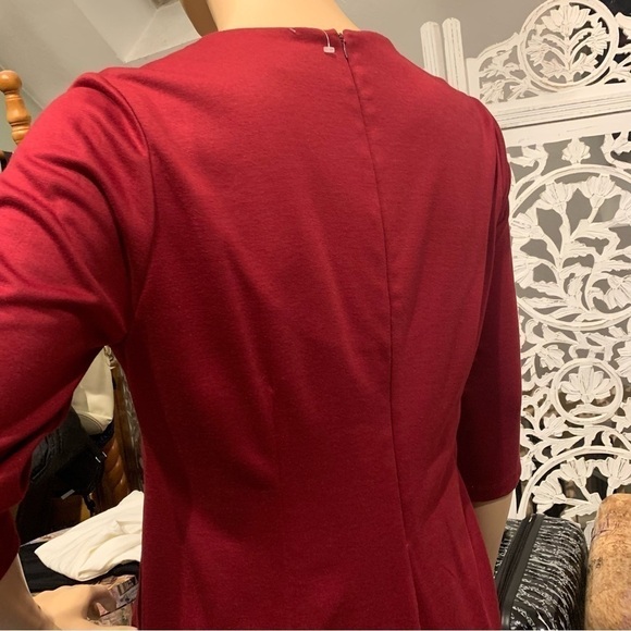 IGIGI Designers A-Line Dress Size 18/20 Red 3/4 Sleeve Pockets Square Neck NWOT - Picture 3 of 11